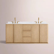 Liromelle Double Vanity — LIGHT OAK / CARRARA / RECTANGLE