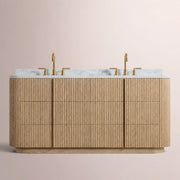 Ethoria Double Vanity — GREIGE OAK / CARRARA / RECTANGLE