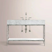Caloria Extra-Wide Washstand — FORGED PEWTER / CARRARA / RECTANGLE