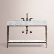 Caloria Extra-Wide Washstand — FORGED BRONZE / CARRARA / RECTANGLE