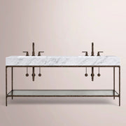 Caloria Double Washstand — FORGED BRONZE / Italian Carrara marble / RECTANGLE-72