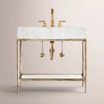 Caloria Washstand — FORGED BRASS / CARRARA / RECTANGLE