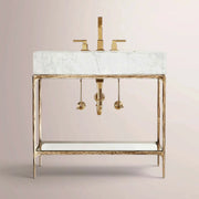 Caloria Washstand — FORGED BRASS / CARRARA / RECTANGLE