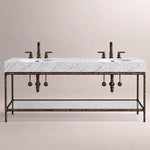 Caloria Double Washstand — FORGED BRONZE / Italian Carrara marble / OVAL-72
