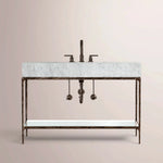 Caloria Extra-Wide Washstand — FORGED BRONZE / CARRARA / OVAL