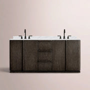 Liromelle Double Vanity — BLACK OAK / CARRARA / OVAL