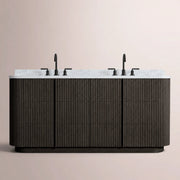 Ethoria Double Vanity — BLACK OAK / CARRARA / OVAL