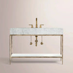 Caloria Extra-Wide Washstand — FORGED BRASS / CARRARA / OVAL
