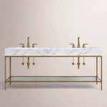 Caloria Double Washstand — FORGED BRASS / Italian Carrara marble / RECTANGLE-72