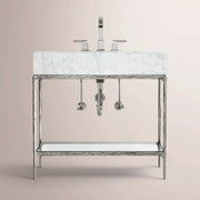 Caloria Washstand — FORGED PEWTER / CARRARA / RECTANGLE