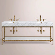 Caloria Double Washstand — FORGED BRASS / Italian Carrara marble / OVAL-72
