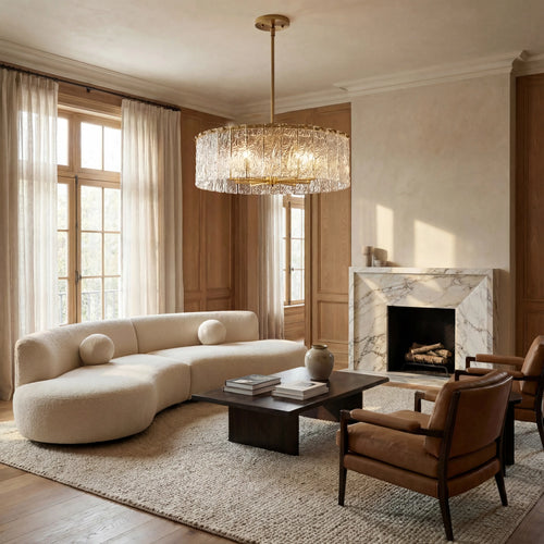 Aura Round Glass Chandelier 27”D 32“D