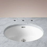 Caloria Powder Washstand — FORGED BRASS / CARRARA / OVAL