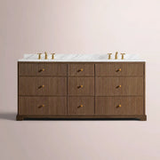 Celorin Reeded Double Vanity — BROWN OAK / CARRARA / OVAL