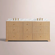 Celorin Reeded Double Vanity — LIGHT OAK / CARRARA / RECTANGLE