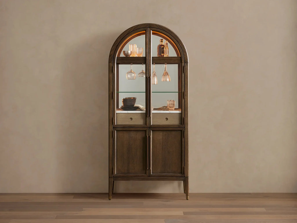 Haven Oak Liquor Cabinet 36”W
