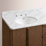 Liromelle Double Vanity — BROWN OAK / CARRARA / OVAL