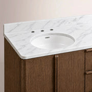 Liromelle Double Vanity — BROWN OAK / CARRARA / OVAL