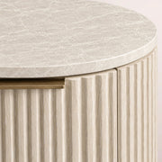 Sopravelle Emperador Closed Bedside Table — WHITEWASHED OAK / WHITE MARBLE