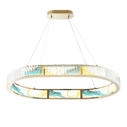 Marin Oval Colorful Crystal Chandelier Lighting 42“