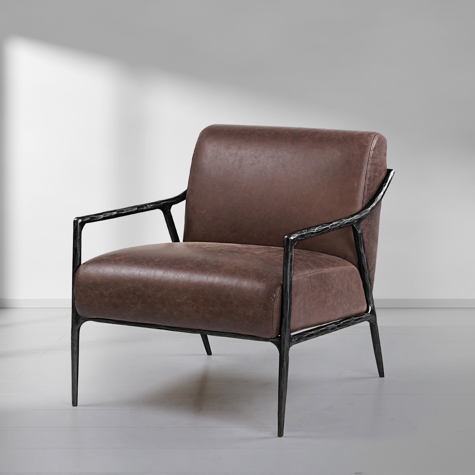 Axton Forge Brown Leather Accent Chair for Living Room