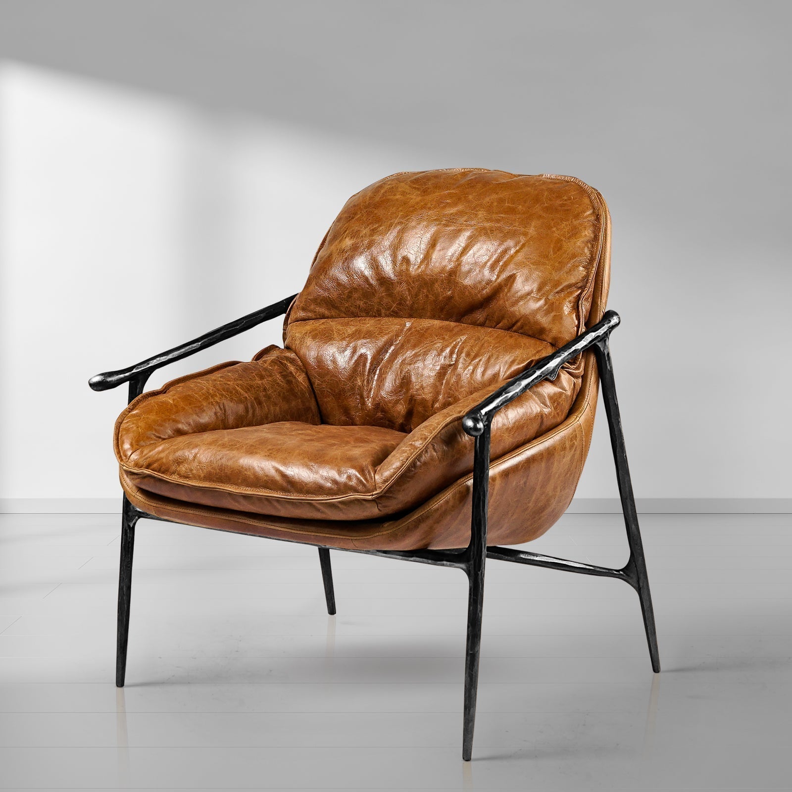 Axton Forge Brown Leather Accent Chairs For Living Reading Room