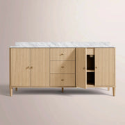 Luvoriel Reeded Double Vanity — GREIGE OAK / CARRARA / OVAL