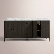 Luvoriel Reeded Double Vanity — BLACK OAK / CARRARA / OVAL