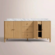 Luvoriel Reeded Double Vanity — LIGHT OAK / CARRARA / OVAL
