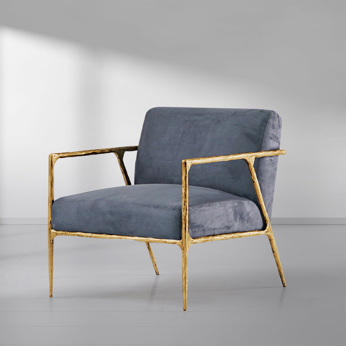 Axton Forge Retro Silver Iron Frame Armchair For Living Room