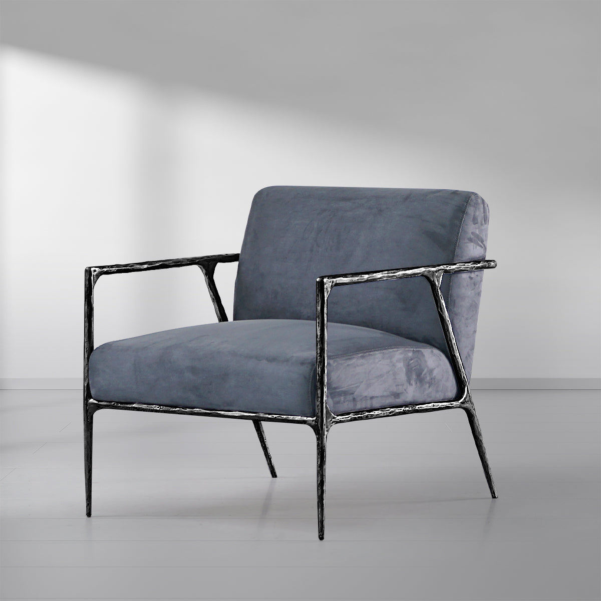 Axton Forge Retro Silver Iron Frame Armchair For Living Room
