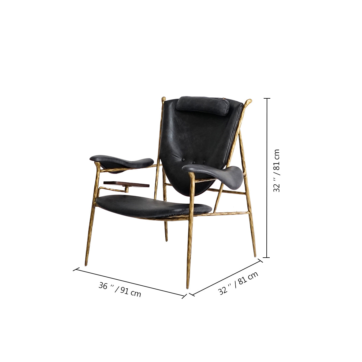 Axton Forge Wooden Plate Leather Armchair For Living Room