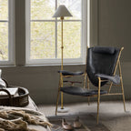 Axton Forge Wooden Plate Leather Armchair For Living Room