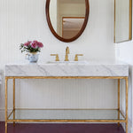 Caloria Extra-Wide Washstand — FORGED BRASS / CARRARA / RECTANGLE
