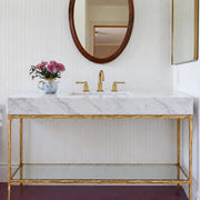 Caloria Extra-Wide Washstand — FORGED BRASS / CARRARA / RECTANGLE