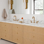 Celorin Reeded Double Vanity — LIGHT OAK / CARRARA / RECTANGLE