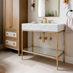Caloria Washstand — FORGED BRASS / CARRARA / RECTANGLE