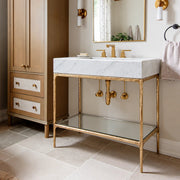 Caloria Washstand — FORGED BRASS / CARRARA / RECTANGLE