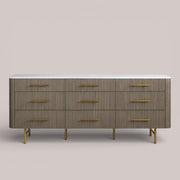 Favera Nine-Drawer Dresser — SMOKE / CARRARA