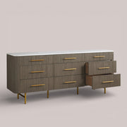 Favera Nine-Drawer Dresser — SMOKE / CARRARA