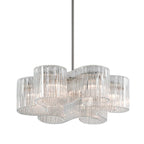 Riva 6 Light Organic Ribbed Glass Pendant Chandelier 27”D