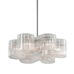 Riva 6 Light Organic Ribbed Glass Chandelier 27”D