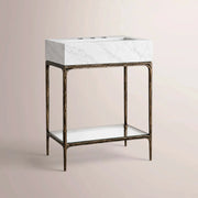 Caloria Powder Washstand — FORGED BRONZE / CARRARA / RECTANGLE