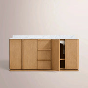 Liromelle Double Vanity — NATURAL OAK / CARRARA / RECTANGLE