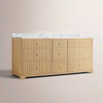 Celorin Reeded Double Vanity — LIGHT OAK / CARRARA / RECTANGLE