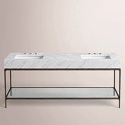 Caloria Double Washstand — FORGED BRONZE / Italian Carrara marble / RECTANGLE-72