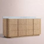 Ethoria Double Vanity — GREIGE OAK / CARRARA / RECTANGLE