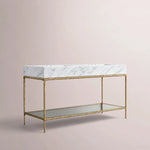 Caloria Double Washstand — FORGED BRASS / Italian Carrara marble / RECTANGLE-60
