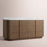 Ethoria Double Vanity — BROWN OAK / CARRARA / RECTANGLE
