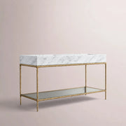Caloria Double Washstand — FORGED BRASS / Italian Carrara marble / OVAL-60